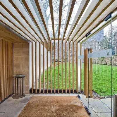 Chapel of SATG_Foyer_west Chapel of Saint Albert the Great | Simpson & Brown Architects, Edinburgh